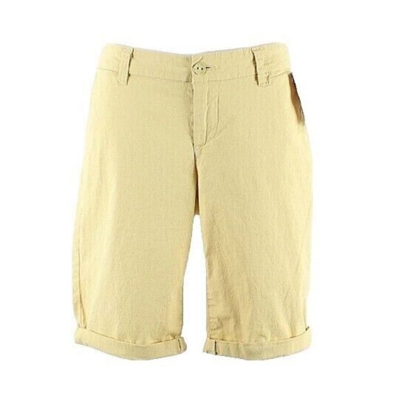 Vanilla Star Sz 9 x 10" Golden Yellow Cuffed Cotton Spandex Bermuda Shorts - Picture 6 of 10
